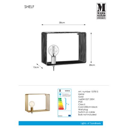 Markslöjd 107815 - Настінний світильник SHELF 1xE27/60W/230V