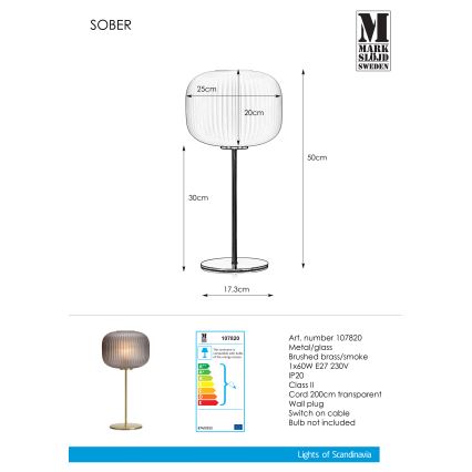 Markslöjd 107820 - Настільна лампа SOBER 1xE27/60W/230V латунь