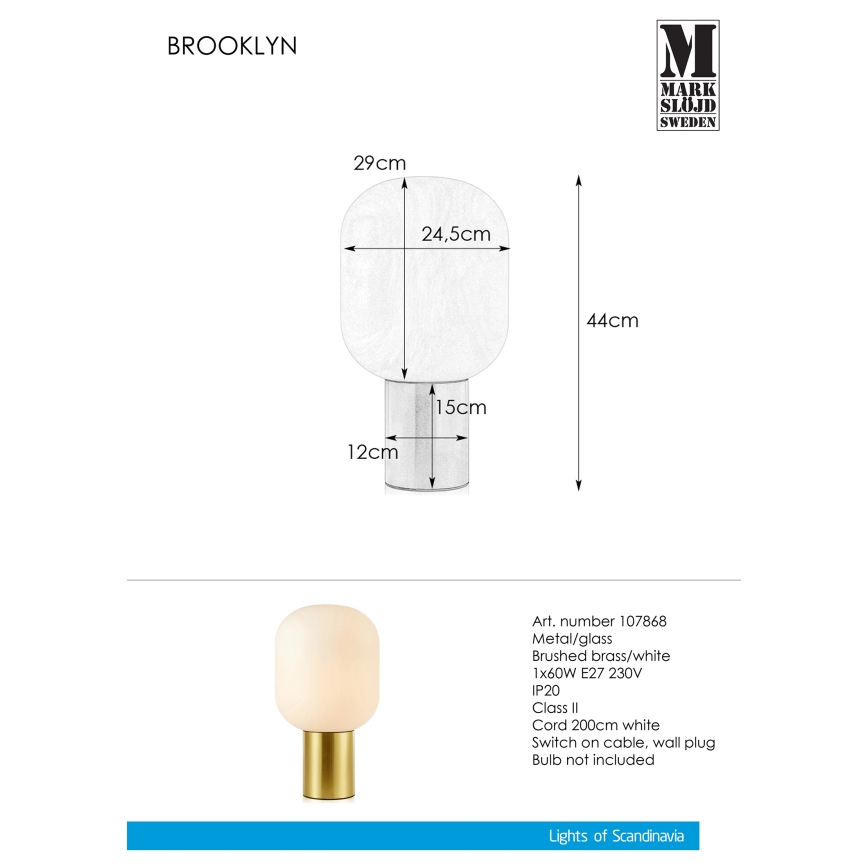 Markslöjd 107868 - Настільна лампа BROOKLYN 1xE27/60W/230V