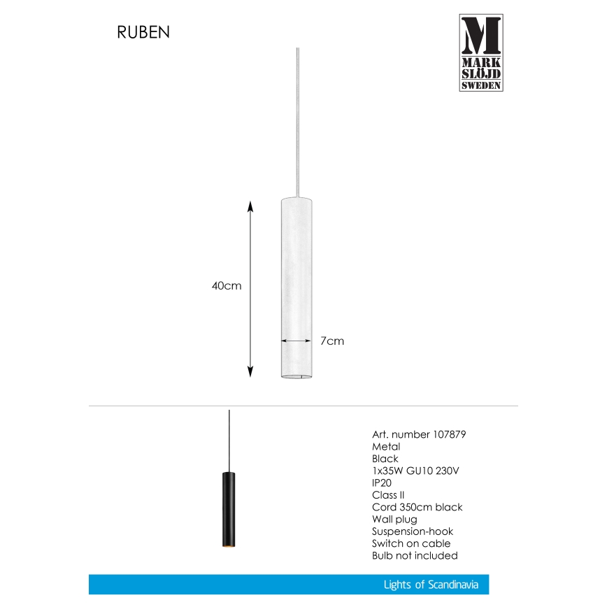 Markslöjd 107879 - Підвісна люстра RUBEN 1xGU10/35W/230V