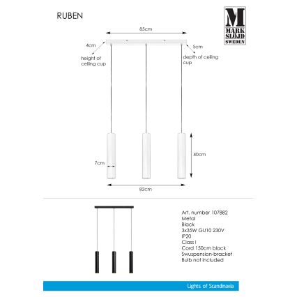 Markslöjd 107882 - Підвісна люстра RUBEN 3xGU10/35W/230V