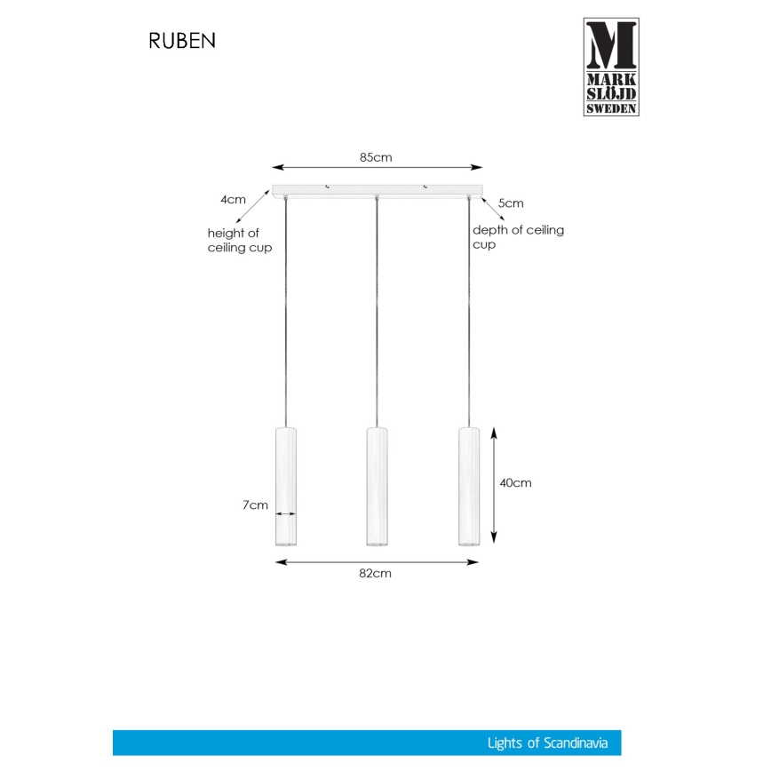 Markslöjd 107883 - Підвісна люстра RUBEN 3xGU10/35W/230V