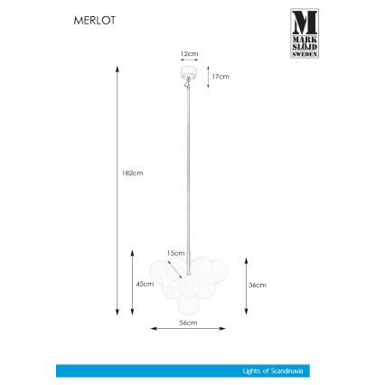 Markslöjd 107903 - Люстра на штанге MERLOT 13xG9/20W/230V диам. 56 см белая/золотая
