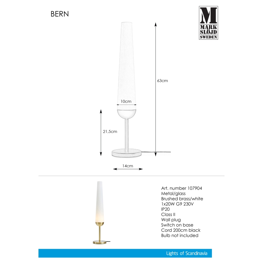 Markslöjd 107904 - Настільна лампа BERN 1xG9/20W/230V