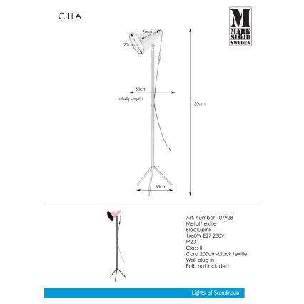 Markslöjd 107928 - Торшер CILLA 1xE27/60W/230V