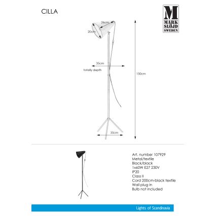 Markslöjd 107929 - Торшер CILLA 1xE27/60W/230V