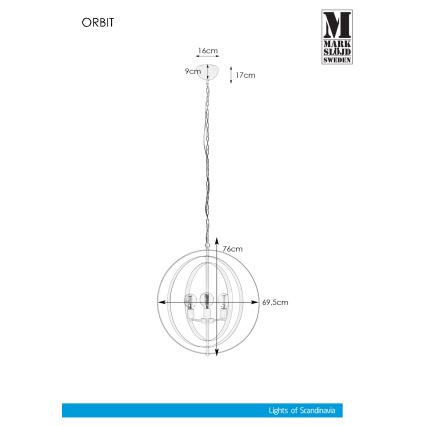 Markslöjd 107941 - Люстра на ланцюгу ORBIT 3xE27/60W/230V