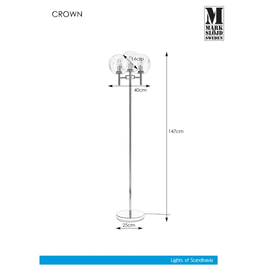 Markslöjd 107947 - Торшер CROWN 3xE14/20W/230V