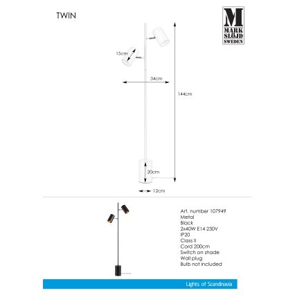 Markslöjd 107949 - Торшер TWIN 2xE14/40W/230V