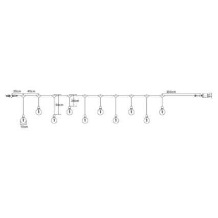 Markslöjd 108021 - Светодиодная уличная гирлянда GARDEN24 START 7,5 м 10xLED/2,9W/230V IP44