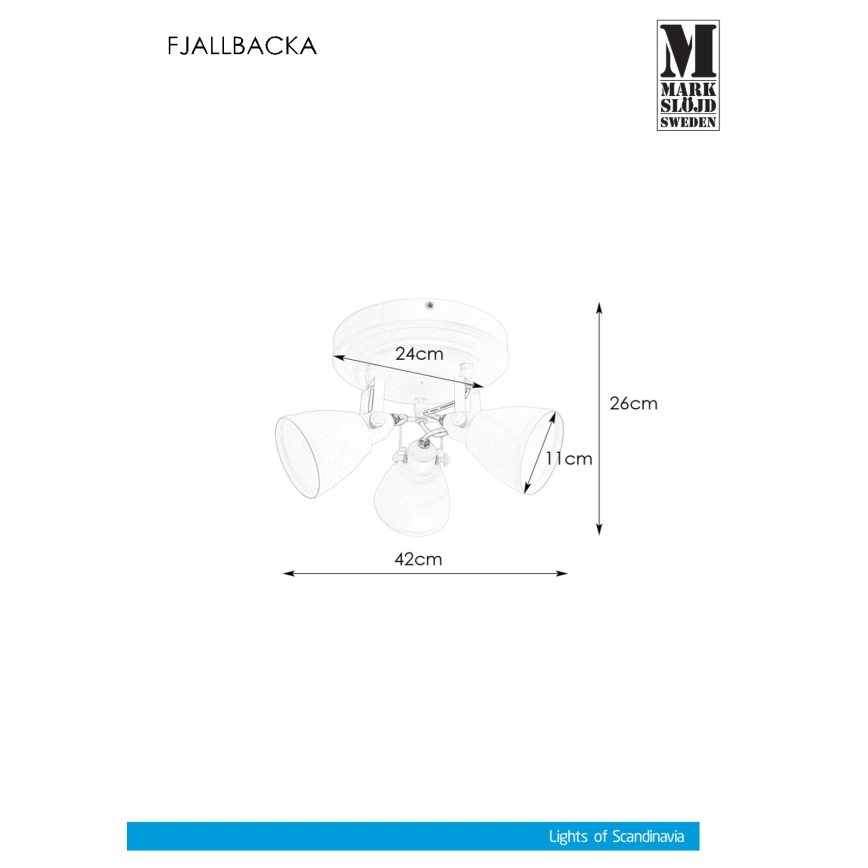 Markslöjd 108083 - Точковий світильник для ванної FJÄLLBACKA 3xG9/20W/230V IP44 білий
