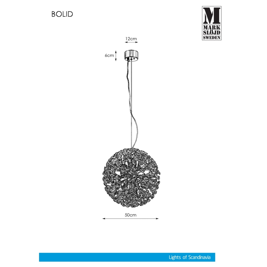 Markslöjd 108101 - Кришталева підвісна люстра BOLID 9xG9/20W/230V