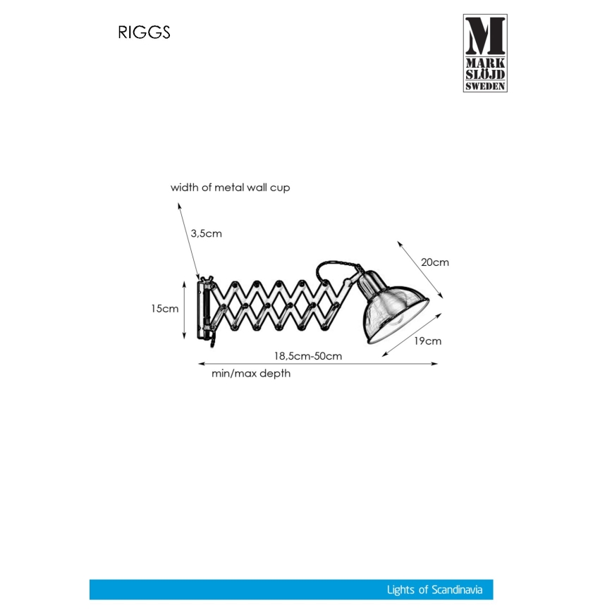 Markslöjd 108105 - Настінний світильник RIGGS 1xE27/60W/230V чорний