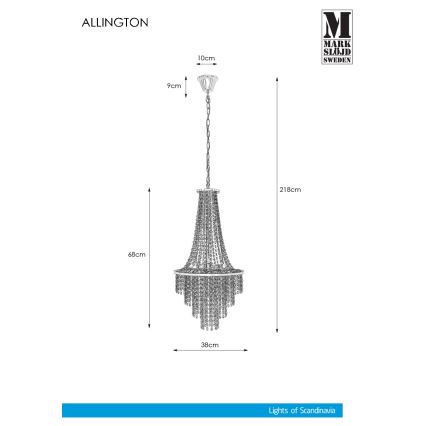 Markslöjd 108125 - Кришталева люстра на ланцюжку ALLINGTON 3xE14/25W/230V