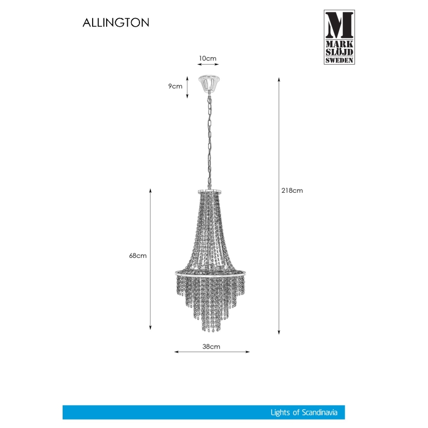 Markslöjd 108125 - Кришталева люстра на ланцюжку ALLINGTON 3xE14/25W/230V