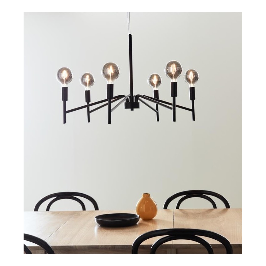 Markslöjd 108209 - Люстра на тросе MONARCH 6xE14/18W/230V черная