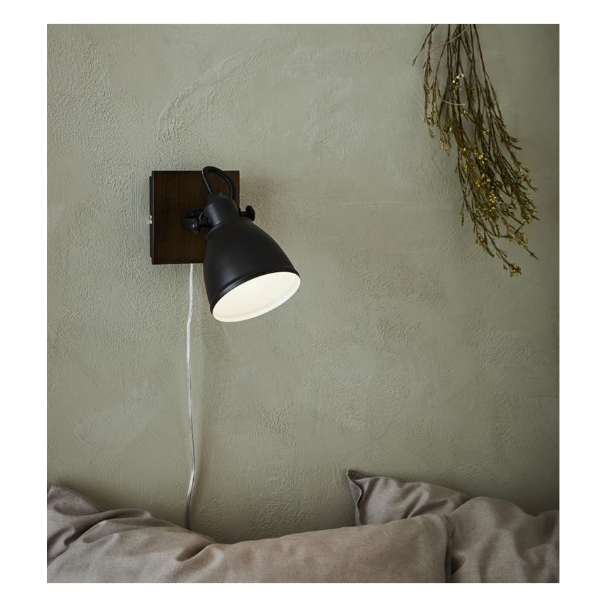 Markslöjd 108211 - Настінний точковий світильник NATIVE 1xE14/18W/230V чорний/коричневий