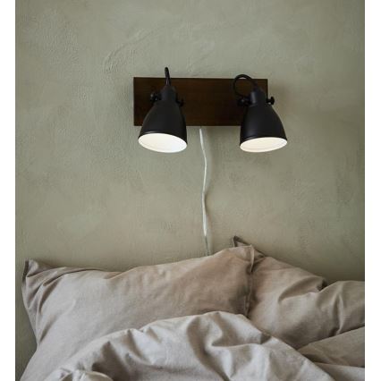 Markslöjd 108213 - Настенный точечный светильник NATIVE 2xE14/18W/230V черный/коричневый