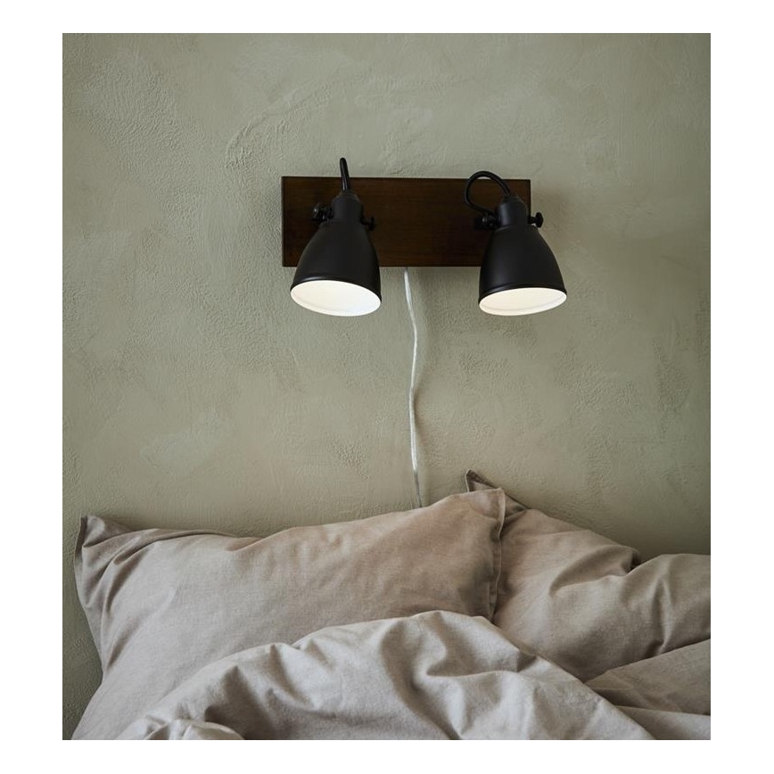 Markslöjd 108213 - Настенный точечный светильник NATIVE 2xE14/18W/230V черный/коричневый