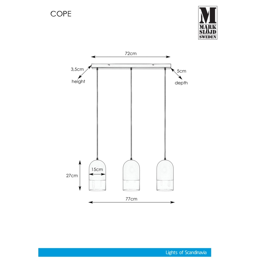 Markslöjd 108226 - Підвісна люстра COPE 3xE14/18W/230V