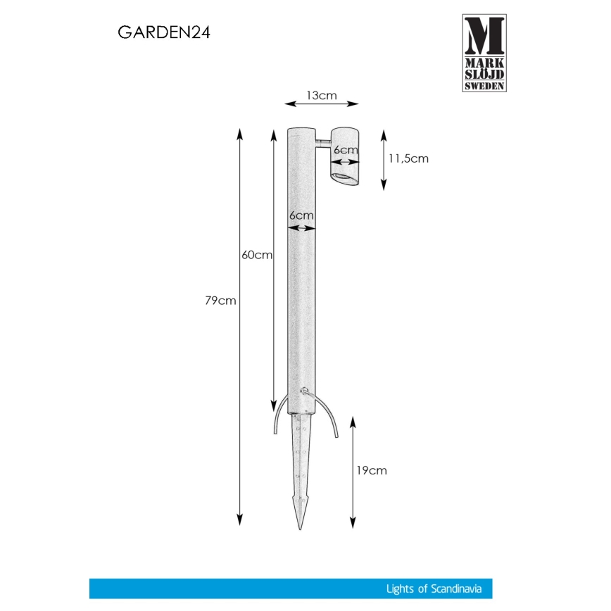 Markslöjd 108485 - Вулична світлодіодна лампа GARDEN24 LED/6W/24V 60 см IP44 чорний