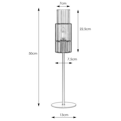 Markslöjd 108557 - Настільна лампа TUBO 1xE14/40W/230V 50 см глянцевий хром/прозорий