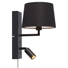Markslöjd 108595 - Светодиодная настенная лампа с USB COMO 1xE14/40W/230V + LED/3W черный