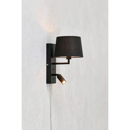 Markslöjd 108595 - Світлодіодна настінна лампа з USB COMO 1xE14/40W/230V + LED/3W чорний