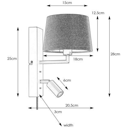 Markslöjd 108595 - Світлодіодна настінна лампа з USB COMO 1xE14/40W/230V + LED/3W чорний