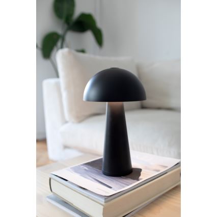 Markslöjd 108655 - акумуляторна настільна лампа FUNGI LED з регульованою яскравістю, 1,5W/5V, 2000 mAh, IP44, чорна
