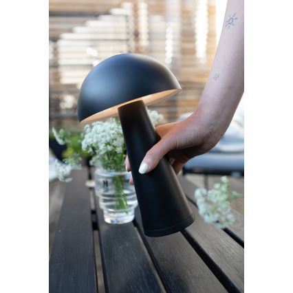 Markslöjd 108655 - акумуляторна настільна лампа FUNGI LED з регульованою яскравістю, 1,5W/5V, 2000 mAh, IP44, чорна