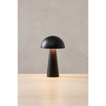 Markslöjd 108655 - акумуляторна настільна лампа FUNGI LED з регульованою яскравістю, 1,5W/5V, 2000 mAh, IP44, чорна