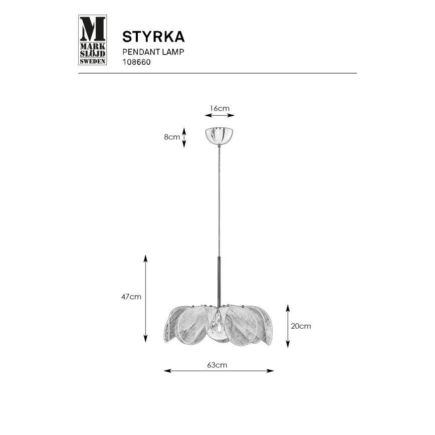 Markslöjd 108660 - Підвісна люстра STYRKA 1xE27/40W/230V діаметр 63 см чорний