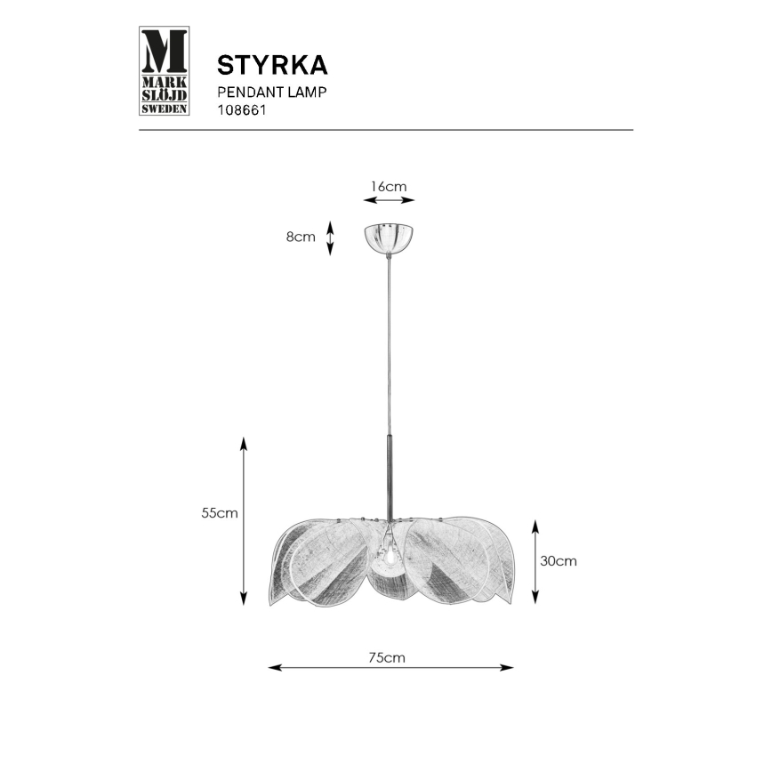 Markslöjd 108661 - Подвесная люстра STYRKA 1xE27/40W/230V диаметр 75 см бежевый