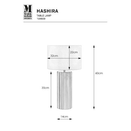 Markslöjd 108669 - Настільна лампа HASHIRA 1xE27/40W/230V білий/латунь