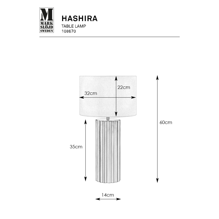 Markslöjd 108670 - Настольная лампа HASHIRA 1xE27/40W/230V белый/черный