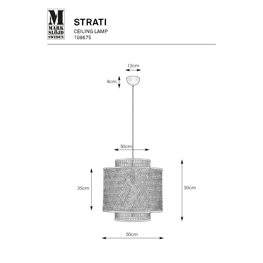 Markslöjd 108675 - Підвісна люстра STRATI 1xE27/40W/230V бежевий/бамбук