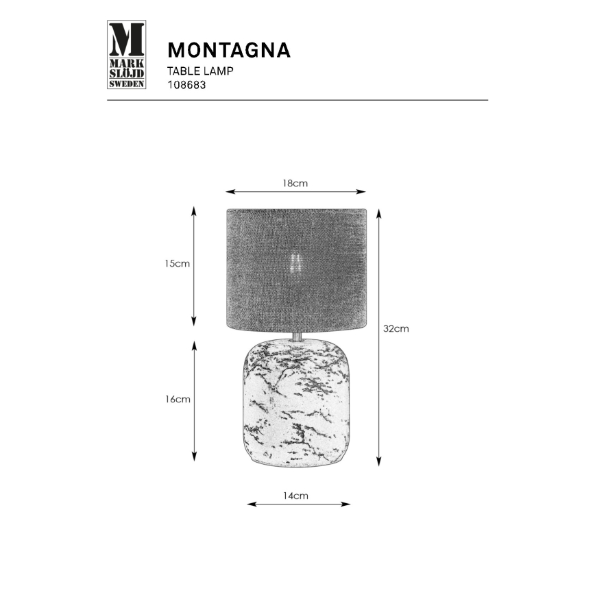 Markslöjd 108683 - Настільна лампа MONTAGNA 1xE14/40W/230V 32 см бежевий/чорний