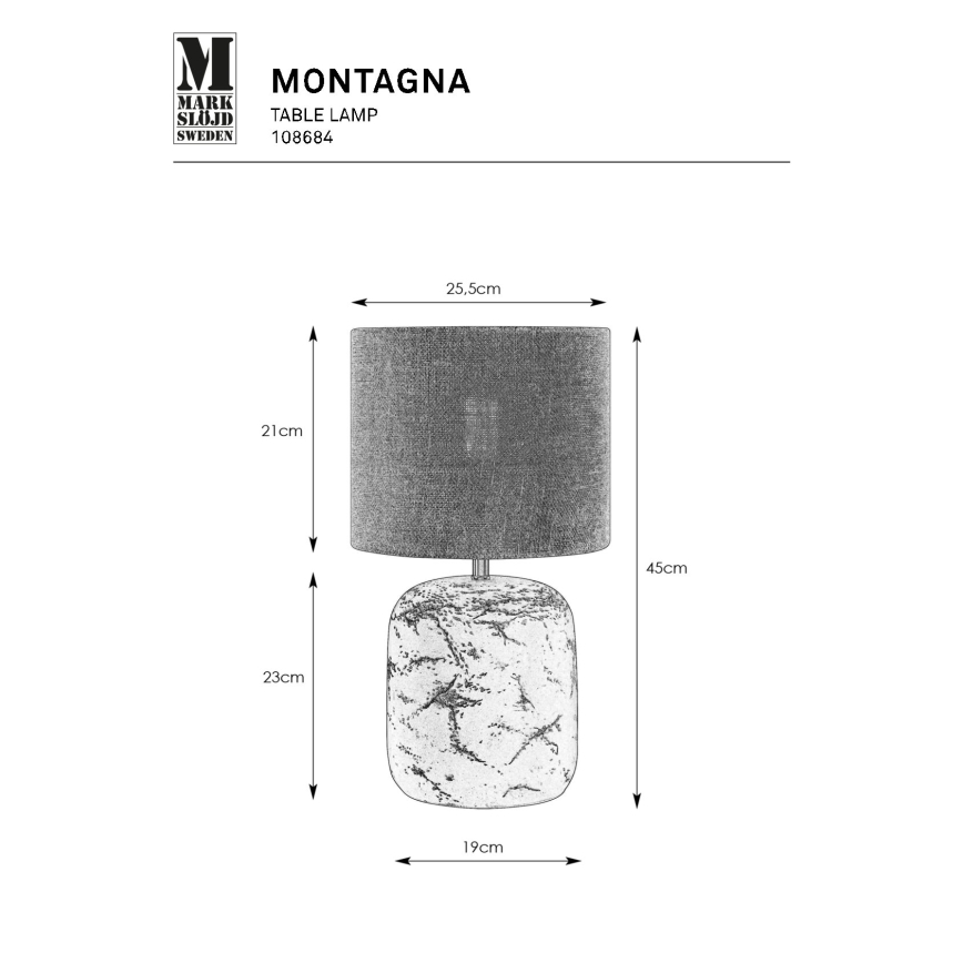 Markslöjd 108684 - Настольная лампа MONTAGNA 1xE14/40W/230V 45 см бежевый/черный