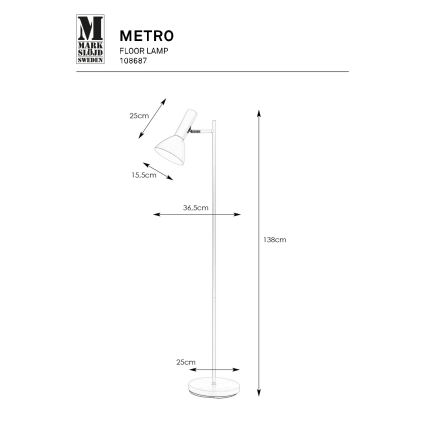 Markslöjd 108687 - Торшер METRO 1xE27/40W/230V білий