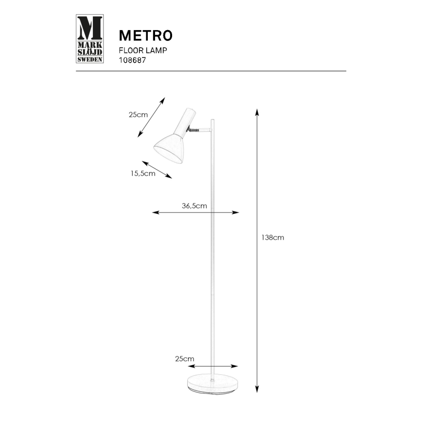 Markslöjd 108687 - Торшер METRO 1xE27/40W/230V білий