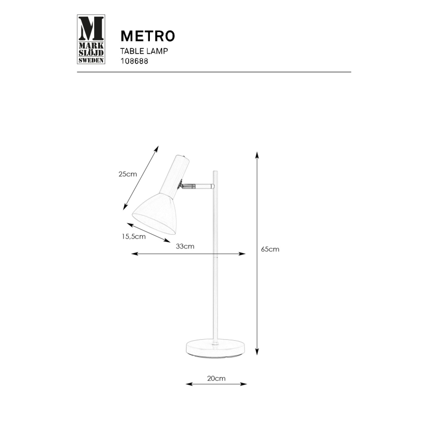 Markslöjd 108688 - Настільна лампа METRO 1xE27/40W/230V білий
