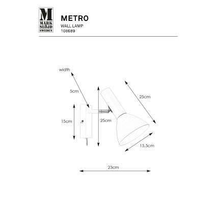 Markslöjd 108689 - Настенная лампа METRO 1xE27/40W/230V белый