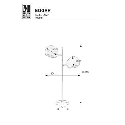 Markslöjd 108691 - Настільна лампа EDGAR 2xE14/40W/230V чорний