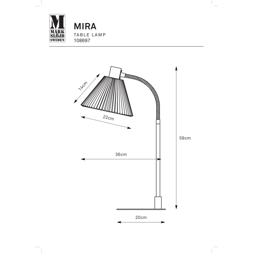 Markslöjd 108697 - Настольная лампа MIRA 1xE14/40W/230V черный/белый