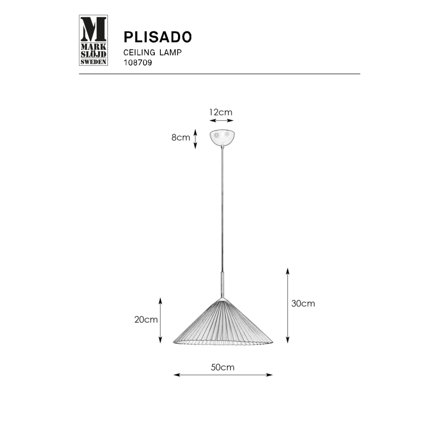 Markslöjd 108709 - Підвісна люстра PLISADO 1xE27/40W/230V діаметр 50 см сірий