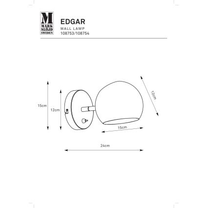 Markslöjd 108754 - Настенная лампа EDGAR 1xE14/40W/230V золотистый
