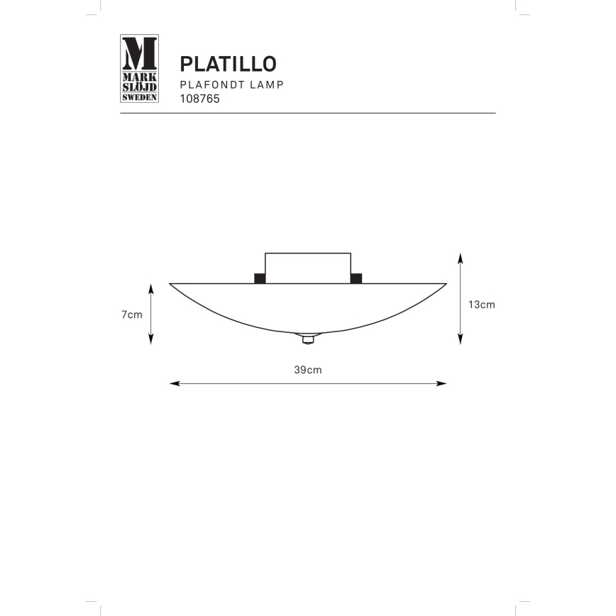 Markslöjd 108765 - Стельовий світильник PLATILLO 2xE27/40W/230V діаметр 39 см