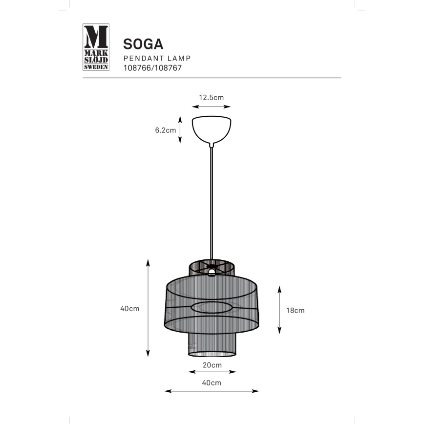 Markslöjd 108767 - Підвісна люстра SOGA 1xE27/40W/230V золотий
