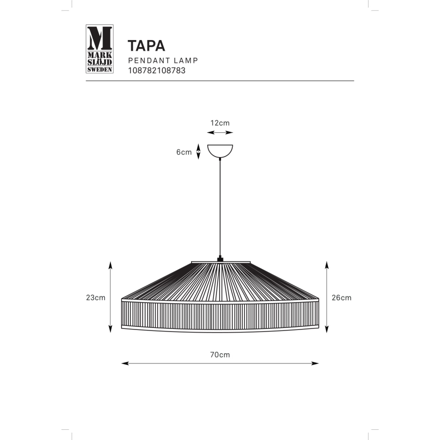 Markslöjd 108782 - Подвесная люстра TAPA 1xE27/40W/230V черный/бамбук